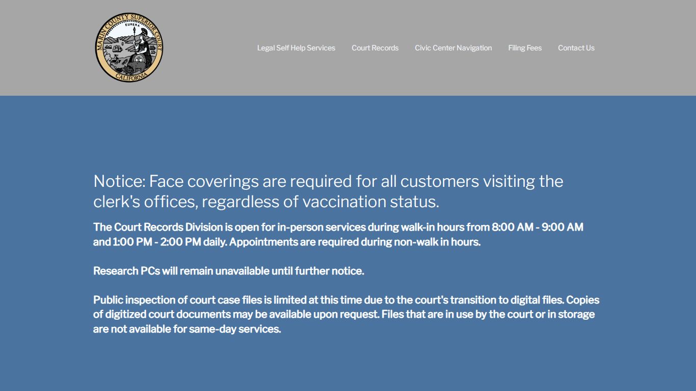 Appointments | Marin County Superior Court - Civil Clerk's ...